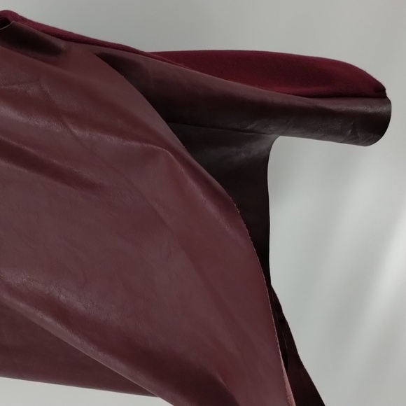 DO + BE deep burgundy faux leather asymmetrical tank stretch back size small - Picture 3 of 8
